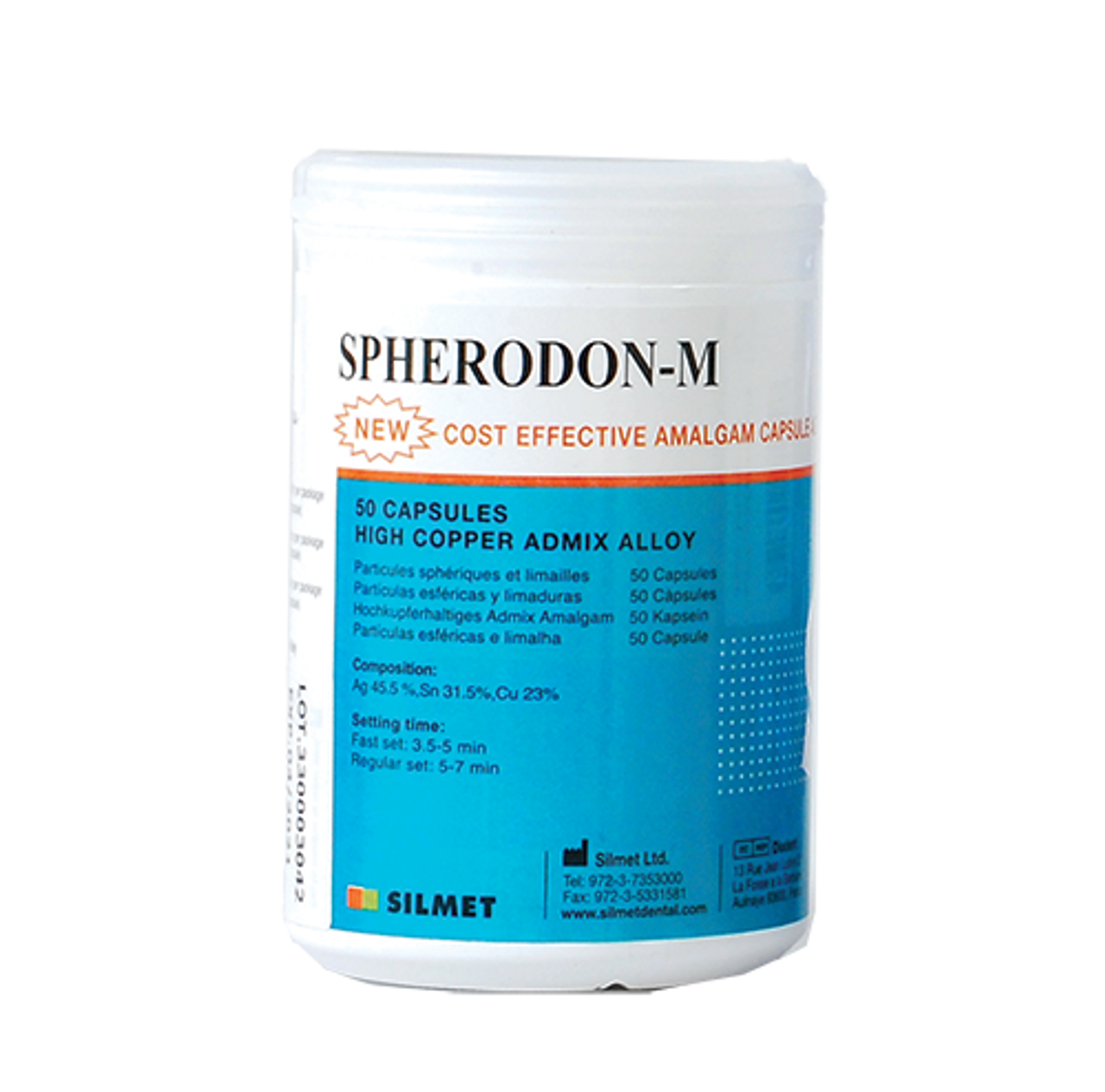 Silmet 120472 Spherodon-M 2 Spill Fast Set Admix Alloy Amalgam Capsules 50/Pk Silmet 120472 Spherodon-M 2 Spill Fast Set Admix Alloy Amalgam Capsules 50/Pk